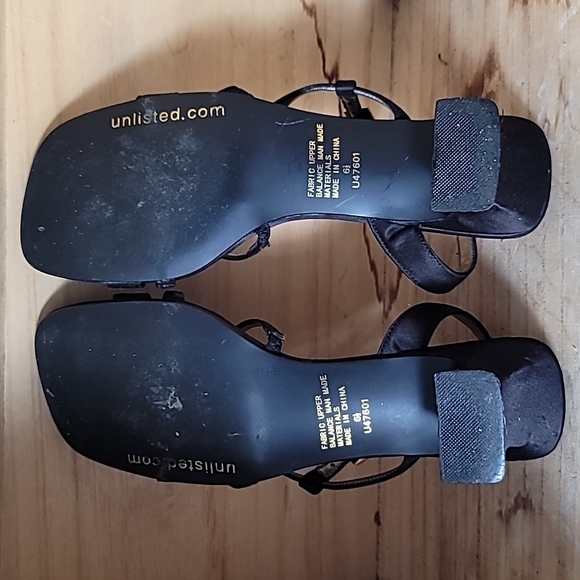 Unlisted Black Sz 8 Strappy Heels Open Square Toe Sandals Shoes VTG Y2K 90s Prom - Picture 8 of 8